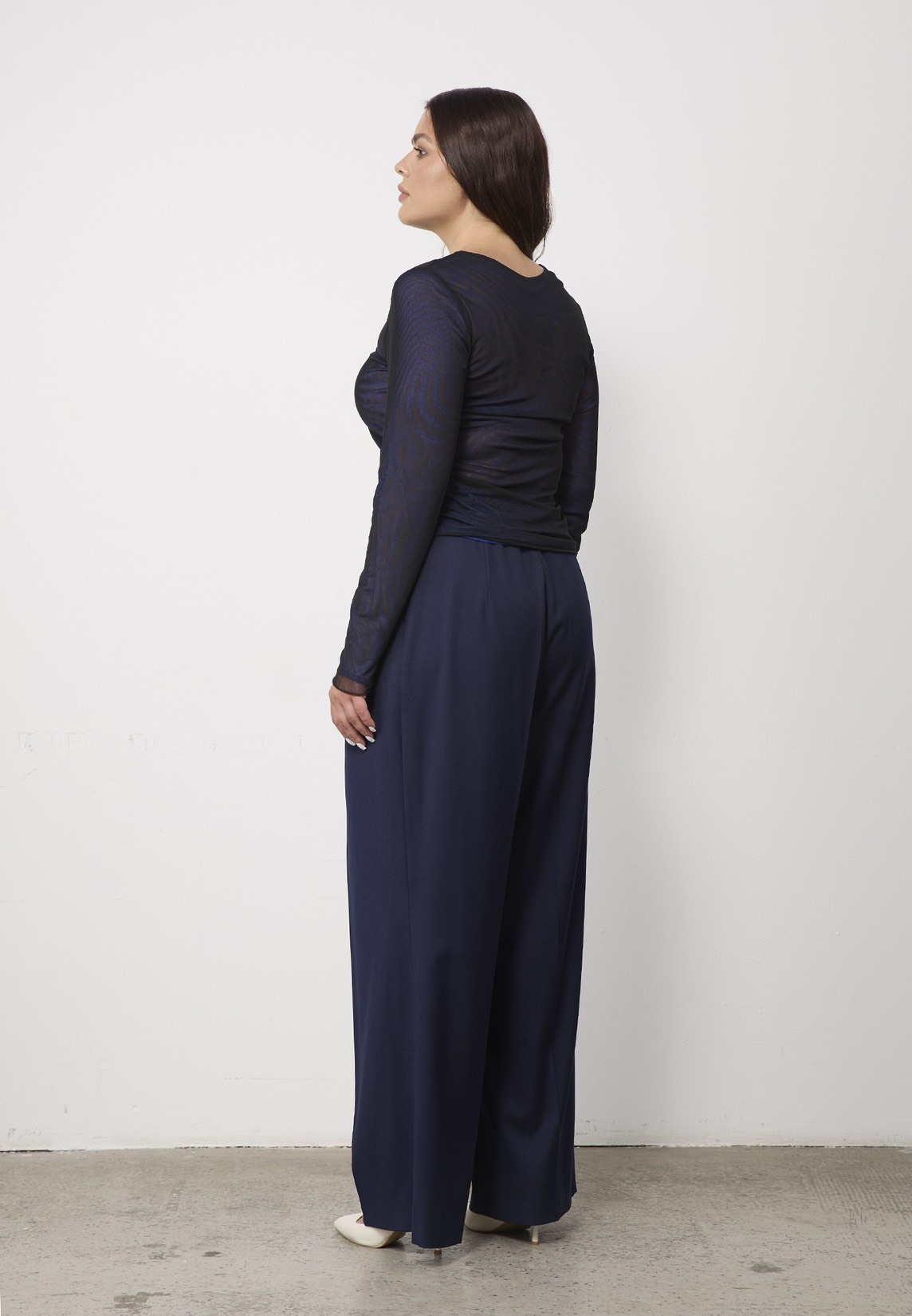 Лонгслив из сетки, синий