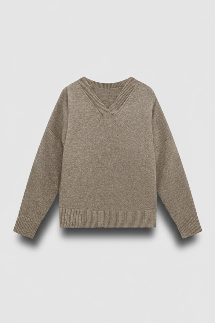 Джемпер вязаный из премиальной шерсти, бежевый