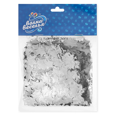 Конфетти фольга Звезда, Серебро, 1,5 см, 50 гр