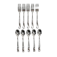 Столовые приборы, Вилки, Ложки, пластик, Серебро, 18,5 см, 10 шт.