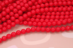 Бусины стекло красные 10 мм(нить 38 см)