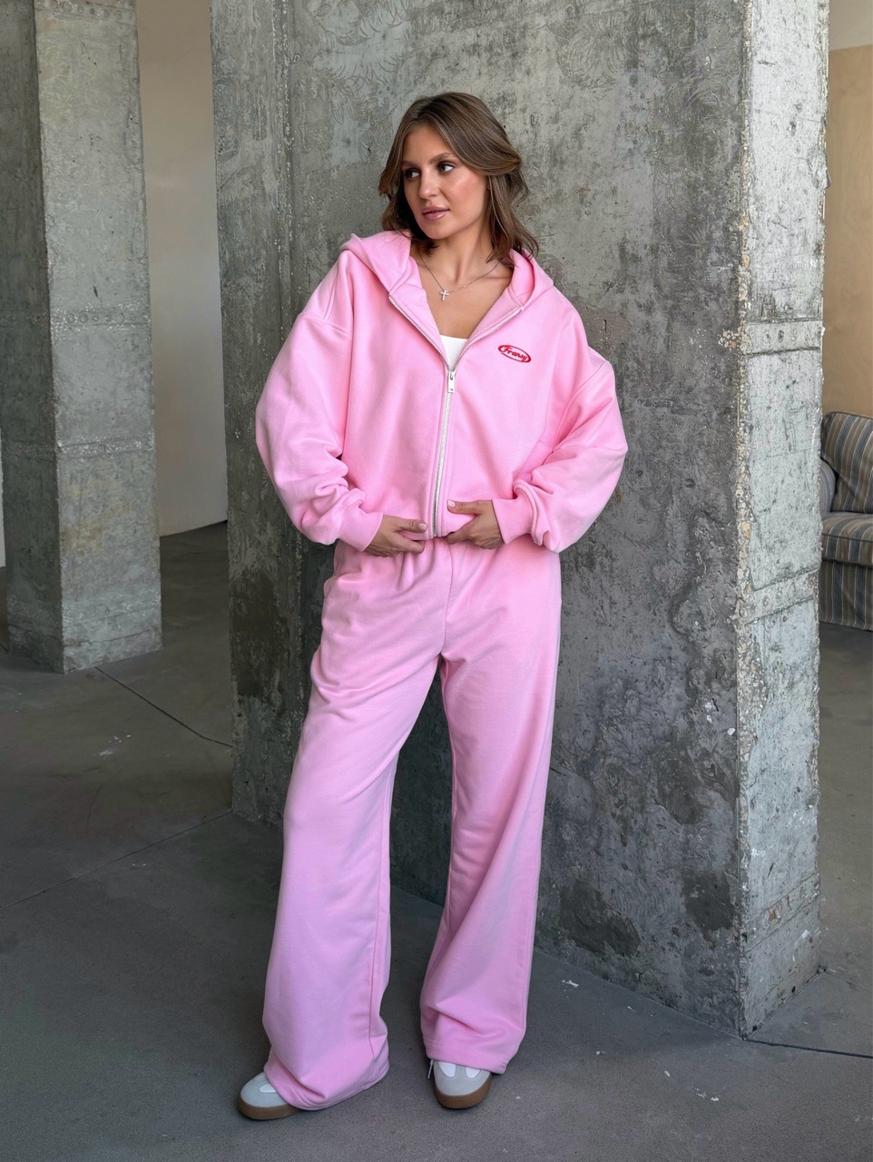 Худи на молнии 04, розовое
