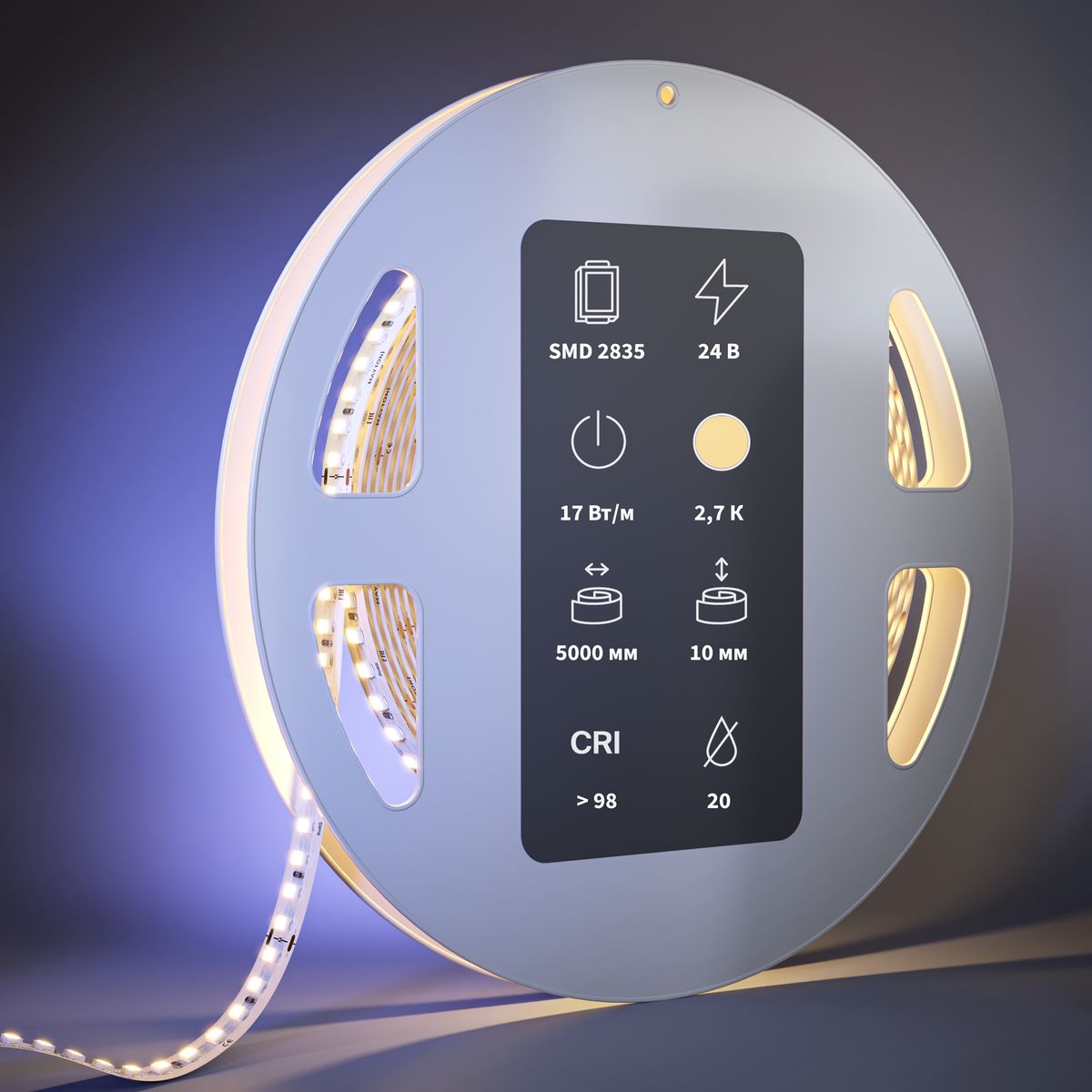 Светодиодная лента Maytoni 17W/m 168LED/m 2835SMD теплый белый 5M 201090