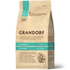 Сухой низкозерновой корм GRANDORF CAT 4 Meat PROBIOTIC INDOOR Четыре вида мяса для домашних кошек 0,4кг