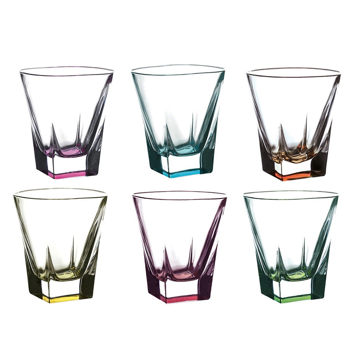 Набор стаканов для виски RCR Fusion Цветные 270 мл, 6 шт