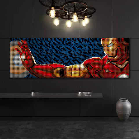 Большой набор для творчества Wanju pixel ART картина мозаика пиксель арт - Железный Человек Iron Man 6912 детали