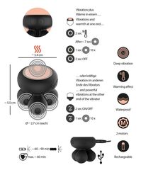 Черный мини-массажер с подогревом Cupa Warming - 