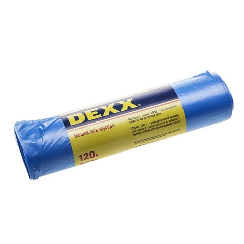 DEXX 120 л, 10 шт, голубые, мусорные мешки (39150-120)