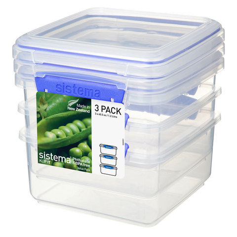 Набор 3шт контейнеров 1.2л Sistema Klip It синий