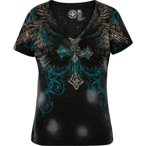 Affliction | Футболка женская AVILA AW6102 перед с крестом