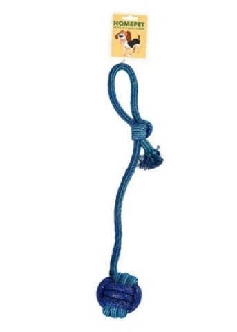 Homepet Seaside игрушка для собак узел из каната на веревке с петлей сине-голубой  Ф 6 см х 47 см