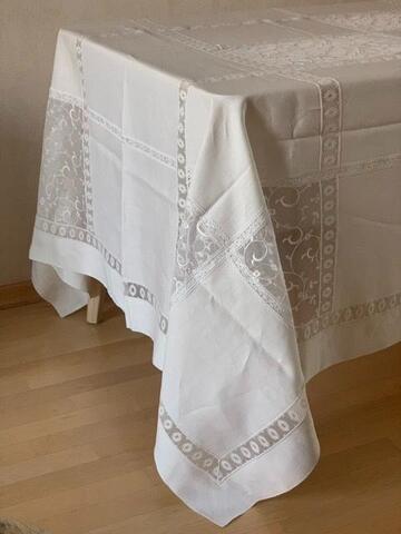 Скатерть 180x300 и 12 салфеток Palombella PM Elite молочные