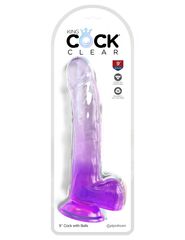 Фиолетовый фаллоимитатор с мошонкой на присоске 9’’ Cock with Balls - 24,8 см. - 