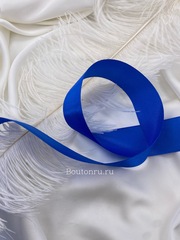 Лента атласная синяя 4 см