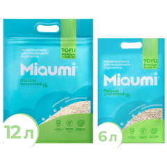 Miaumi TOFU Natural Unscente наполнитель комкующийся для кошачьего туалета растительный 12 л