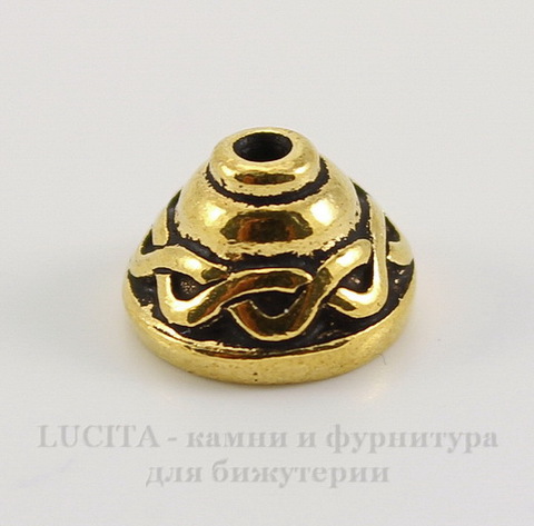 Шапочка для бусины TierraCast "Кельтская" (цвет-античное золото) 8х5 мм