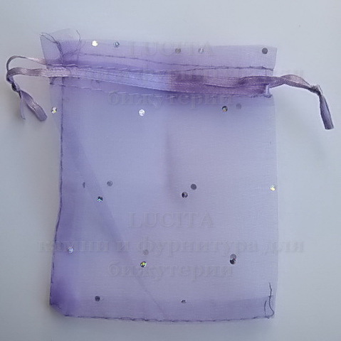 Подарочный мешочек из органзы c пайетками, цвет - сиреневый, 11х9 см