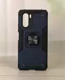 Противоударный чехол Strong Armour Case с кольцом для Xiaomi Poco F3, Mi 11i (Синий)