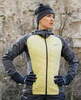 Премиальный костюм для лыж и зимнего бега Nordski Hybrid Hood Premium Black/Yellow женский с лямками