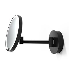 Decor Walther 0122360 Decor Walther Round Just Look WR Косметическое зеркало 21.5см, подвесное, увел. 5x, подсветка LED, от аккумулятора,цвет: черный мат (Снято с пр-ва) фото