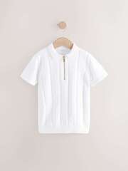 Поло с молнией для мальчика Next AA8-949, Белый