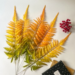 Папоротник осенний оранжевый, зелень искусственная, 60 см, набор 5 веток.