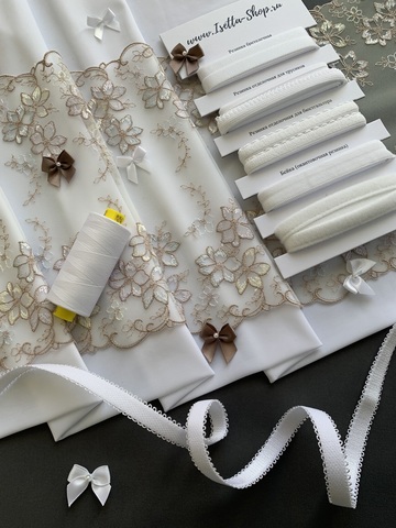 Вышивка на сетке молочная 21 см