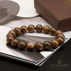 Браслет "Классика". Табачный нефрит. 12мм.