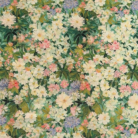 ДУШИСТЫЙ БУКЕТ, ЗЕЛЕНО-БЕЛО-РОЗОВЫЙ - 100% ХЛОПОК