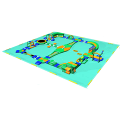 Коммерческий надувной аквапарк на воде «Водный мир без границ» 40×38×5 м