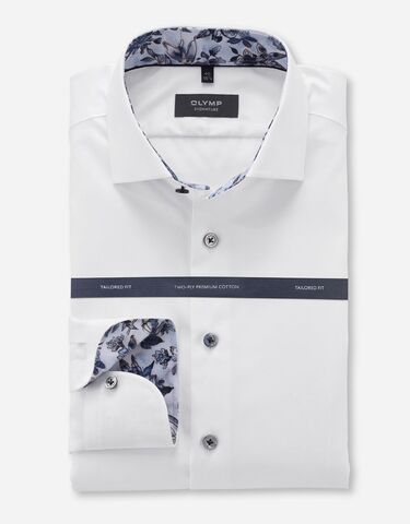 OLYMP SIGNATURE TAILORED FIT Сорочка гладкая хлопковая. Премиальная линейка, сертификация Oeko Tex