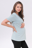 Футболка для беременных и кормящих 18072 мятная полоска