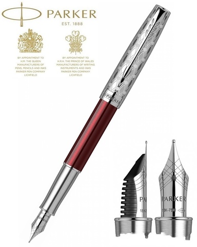 Ручка перьевая Parker Sonnet Premium 2021, F537, Metal & Red Lacquer CT (2119650)