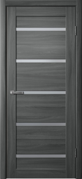 Дверь межкомнатная Двероникс 06Л, цвет графит ясень, экошпон, стекло матовое