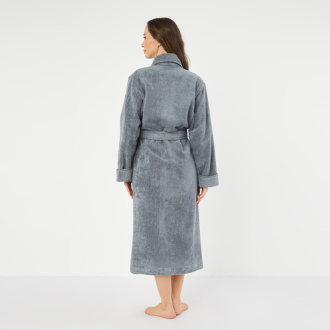 Халат махровый с шалькой Claire Batiste Atelier Roma Brio стальной серый