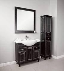 Шкаф-колонна ЖЕРОНА левая черное серебро