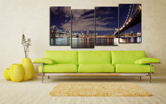 Модульная картина "Ночной Бруклинский мост "