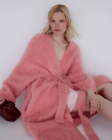 Кардиган из альпака розовый