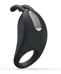 Чёрное эрекционное кольцо с вибрацией Rabbit Vibrator - 