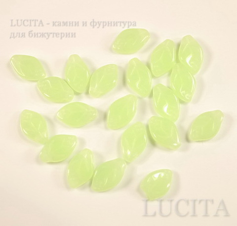 Бусина "Листик"  (цвет- нежно-салатовый) 12х7 мм , 20 штук ()