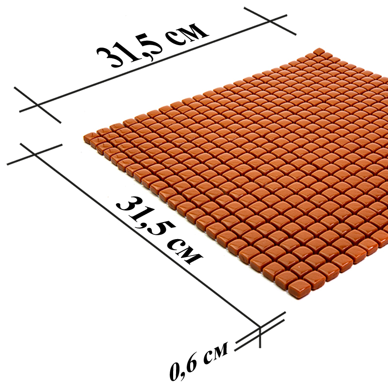 W-34 Мозаичная плитка из стекла Natural Flex коричневый оранжевый темный квадрат глянцевый