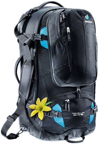 Картинка рюкзак для путешествий Deuter Traveller 60+10 Sl Black-Turquise - 1