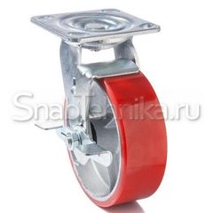 Большегрузная поворотная колесная опора с тормозом SCpb 200 (полиуретан)