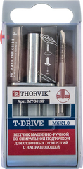 Thorvik MTG508SP Метчик машинно-ручной T-DRIVE со спиральной подточкой для сквозных отверстий с направляющей в наборе М5х0.8, HSS-G 52847
