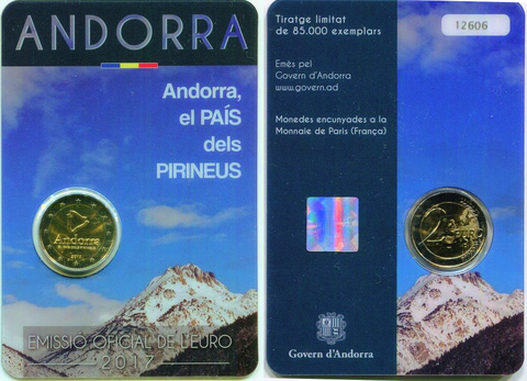 2 евро 2017 Андорра - страна в Пиренеях