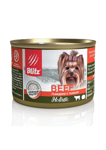 Blitz консервы для собак мелких пород (говядина с тыквой) 200 гр