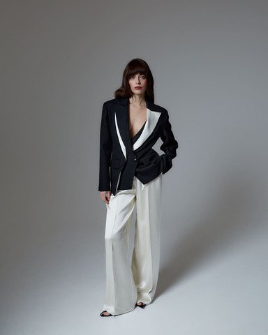 Жакет приталенный с контрастными лацканами из шерсти Гуччи черный