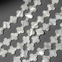 Перламутр морских ракушек, клеверы, 12,5мм, белый