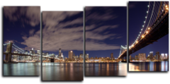 Модульная картина "Ночной Бруклинский мост "