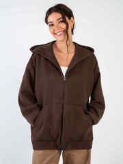 Худи на молнии из вязанного трикотажа Коричневая
